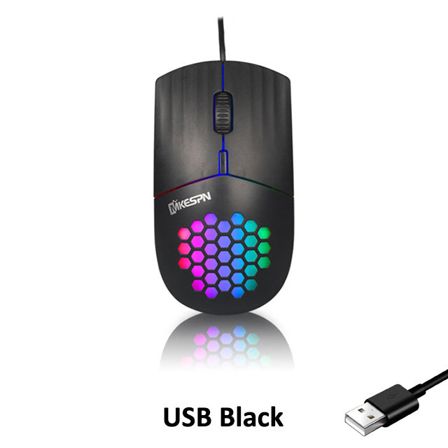 USB/Type C Wired Mouse 1600 DPI RGB Backlit Mice Honeycomb Gaming Mause for Computer iPad Mac Tablet Macbook Air Laptop PC