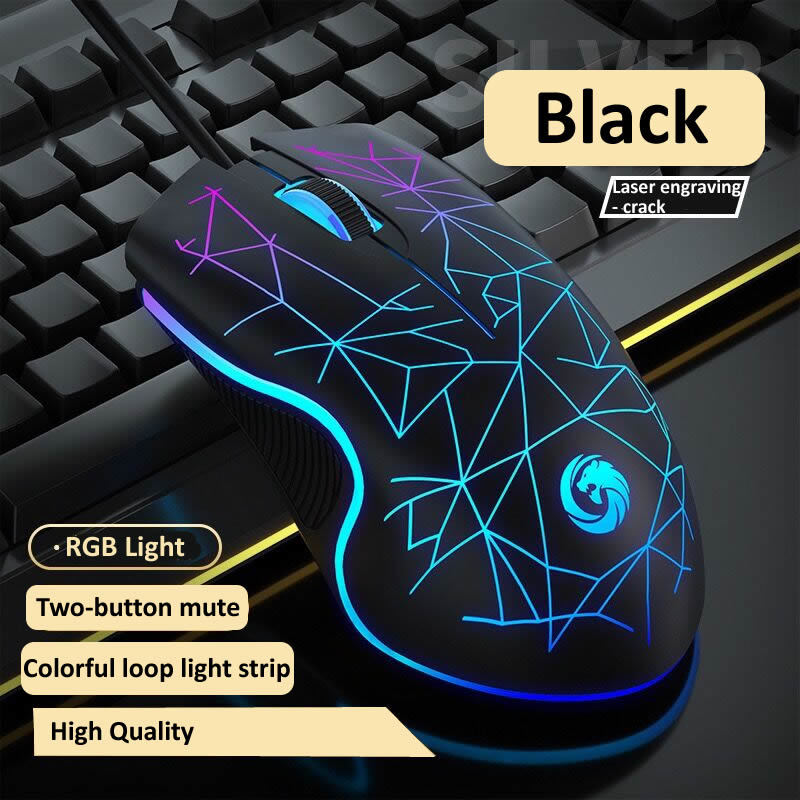 Mute Wired Gaming Mouse 1000 DPI Optical 3 Button USB Mouse With RGB BackLight Mute Mice for Desktop Laptop Computer Gamer Mouse