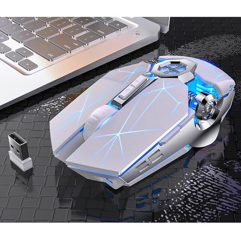 Wireless Optical 2.4G USB Gaming Mouse 1600DPI 7 Color LED Backlit Rechargeable Silent Mice For PC Laptop