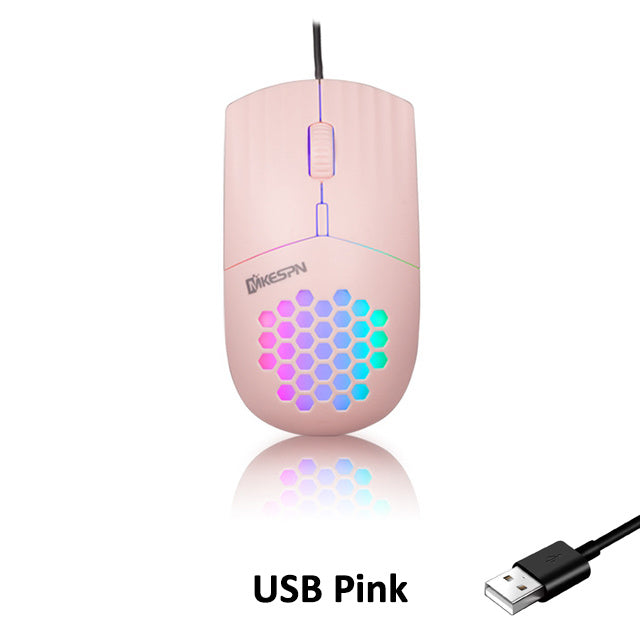 USB/Type C Wired Mouse 1600 DPI RGB Backlit Mice Honeycomb Gaming Mause for Computer iPad Mac Tablet Macbook Air Laptop PC