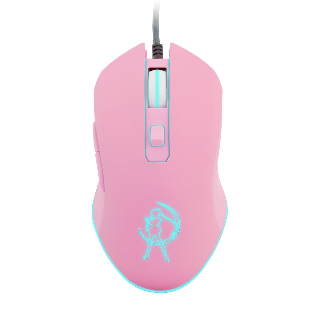 Pink Optical Mouse Sailor Yoon Gaming Computer Wired Mause Mute Pretty Backlit Colorful Mice 3200DPI For Girl Women Gift PC Game