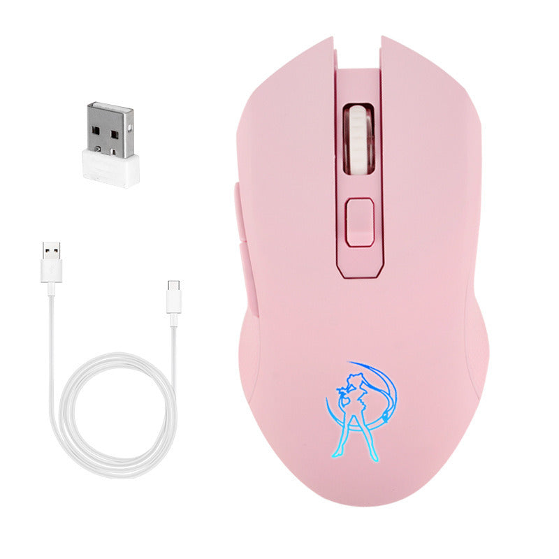 Pink Optical Mouse Sailor Yoon Gaming Computer Wired Mause Mute Pretty Backlit Colorful Mice 3200DPI For Girl Women Gift PC Game