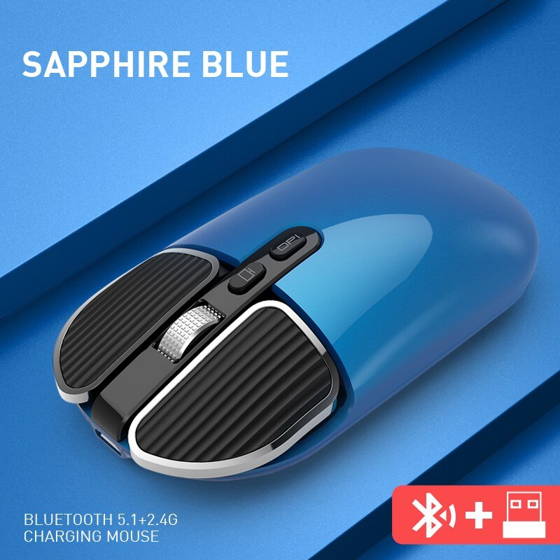 Bluetooth 5.1+2.4G Wireless Dual Mode Rechargeable Mouse Optical USB mice for PC/Mac/Laptop/IPad/Phone /Notebook/Android Tablet