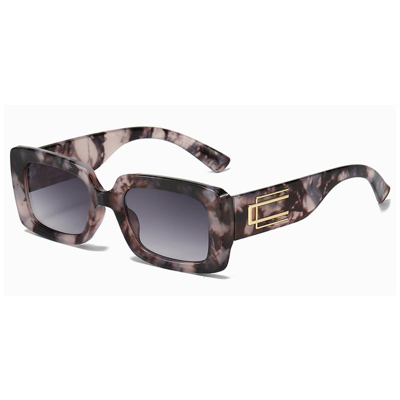 Fashion Women Rectangle Sunglasses Shades UV400 Vintage Small Square Leopard Frame Eyewear Men Gradient GrayLens Sun Glasses