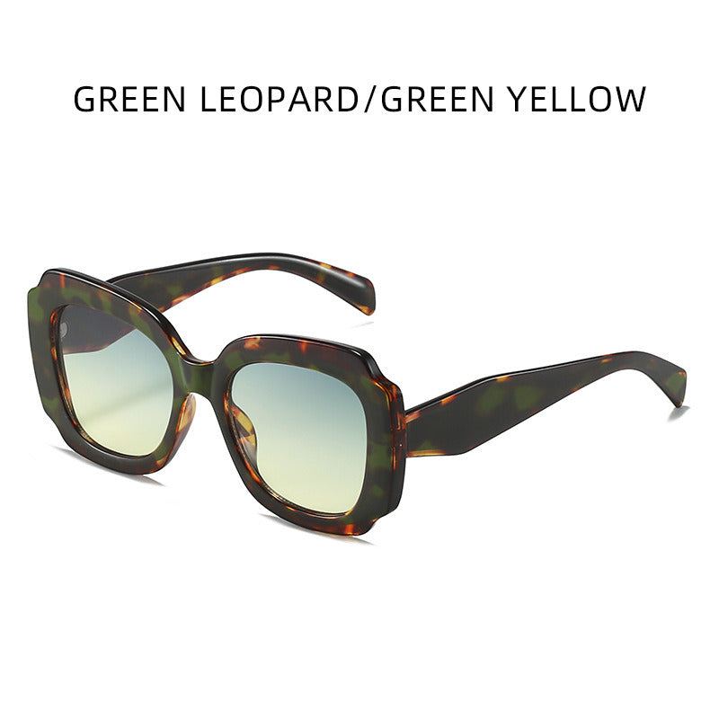 Retro Square Sunglasses Women Fashion Luxury Design Polygonal Yellow Green Shades UV400 Men Trending Contrast Color Sun Glasses