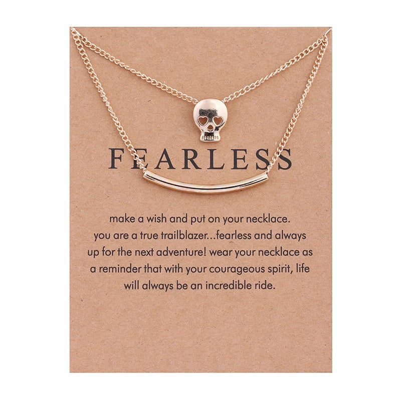 Fashion Jewelry Chain Fearless skull double layer Necklace For Women Style125