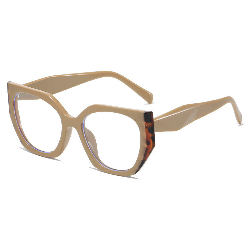 Polygon Contrast Color Women Glasses Frame Clear Anti-Blu-Ray Lens Eyewear Spring Hinge Men Optical Eyeglasses Frame