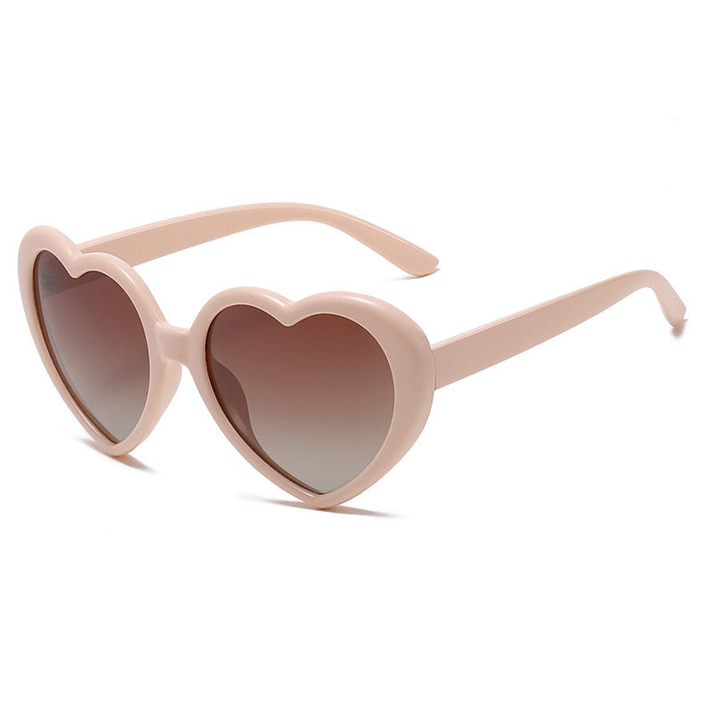 Fashion Women Heart Shape Polarized Sunglasses Shades UV400 Vintage Gradient Frame Eyewear Female Pink Green Lens Sun Glasses