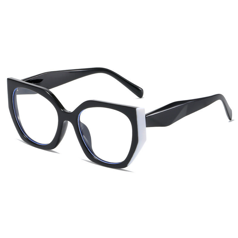 Polygon Contrast Color Women Glasses Frame Clear Anti-Blu-Ray Lens Eyewear Spring Hinge Men Optical Eyeglasses Frame