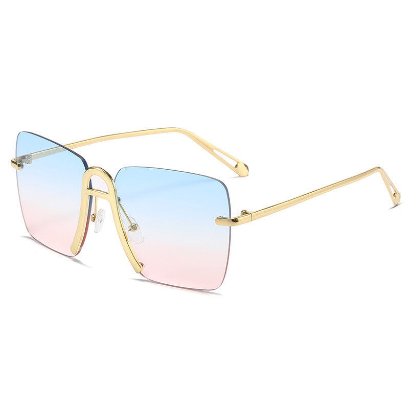 Women Sunglasses Fashion Rimless Square Sunglass Oversized Sun Glasses Retro UV400 Gradients Shades Eyewear Lunette De Soleil