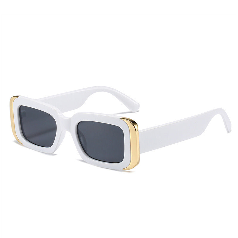 Retro Rectangle Sunglasses Women Fashion Brand Designer Yellow BlueShades UV400 Men Trending Contrast Color Sun Glasses