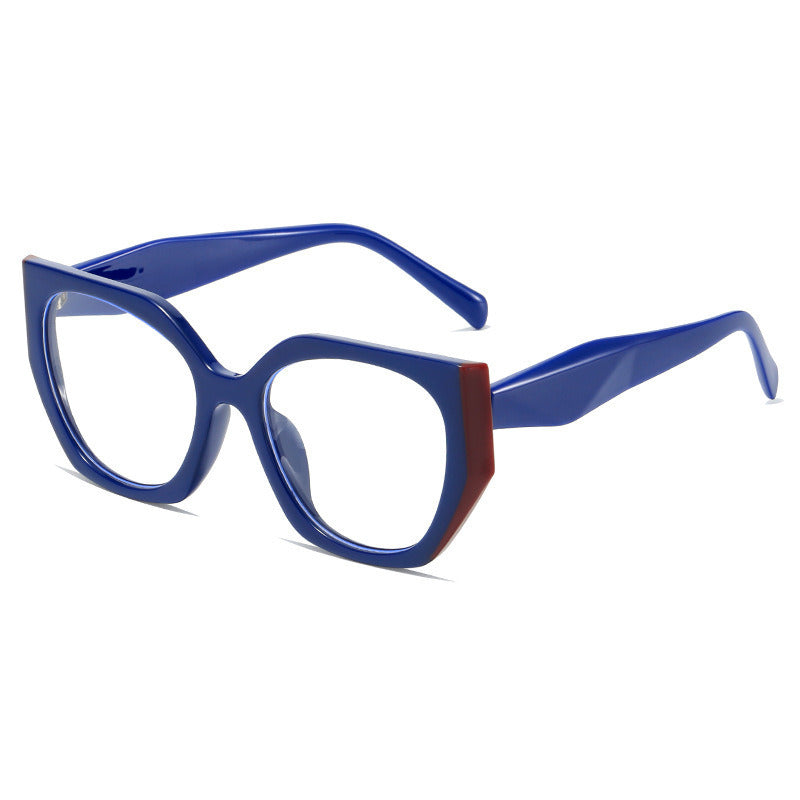 Polygon Contrast Color Women Glasses Frame Clear Anti-Blu-Ray Lens Eyewear Spring Hinge Men Optical Eyeglasses Frame