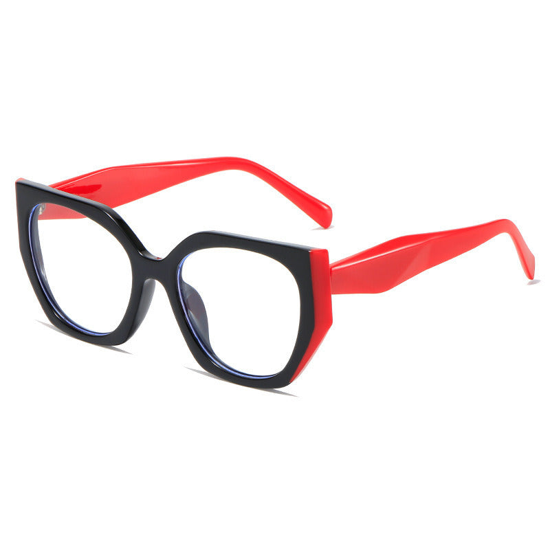 Polygon Contrast Color Women Glasses Frame Clear Anti-Blu-Ray Lens Eyewear Spring Hinge Men Optical Eyeglasses Frame