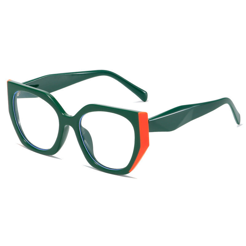 Polygon Contrast Color Women Glasses Frame Clear Anti-Blu-Ray Lens Eyewear Spring Hinge Men Optical Eyeglasses Frame