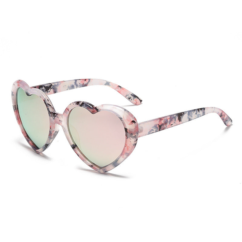 Fashion Women Heart Shape Polarized Sunglasses Shades UV400 Vintage Gradient Frame Eyewear Female Pink Green Lens Sun Glasses