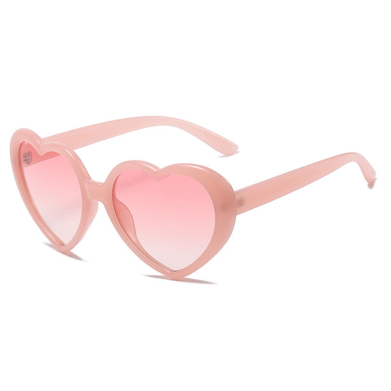 Fashion Women Heart Shape Polarized Sunglasses Shades UV400 Vintage Gradient Frame Eyewear Female Pink Green Lens Sun Glasses