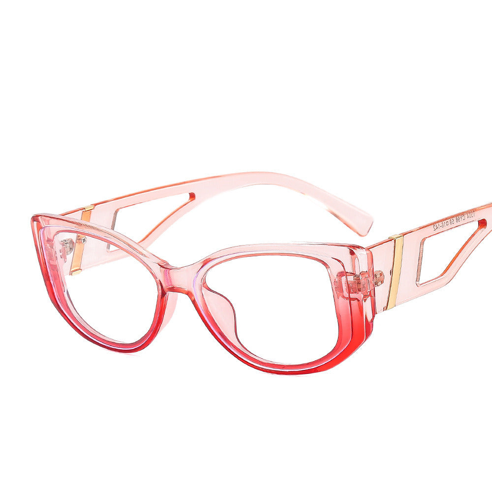 Retro Cat Eye Women Glasses Frame Fashion Spring Hinge Clear Anti-blue Light Female Optical Leopard Contrast Color Frame