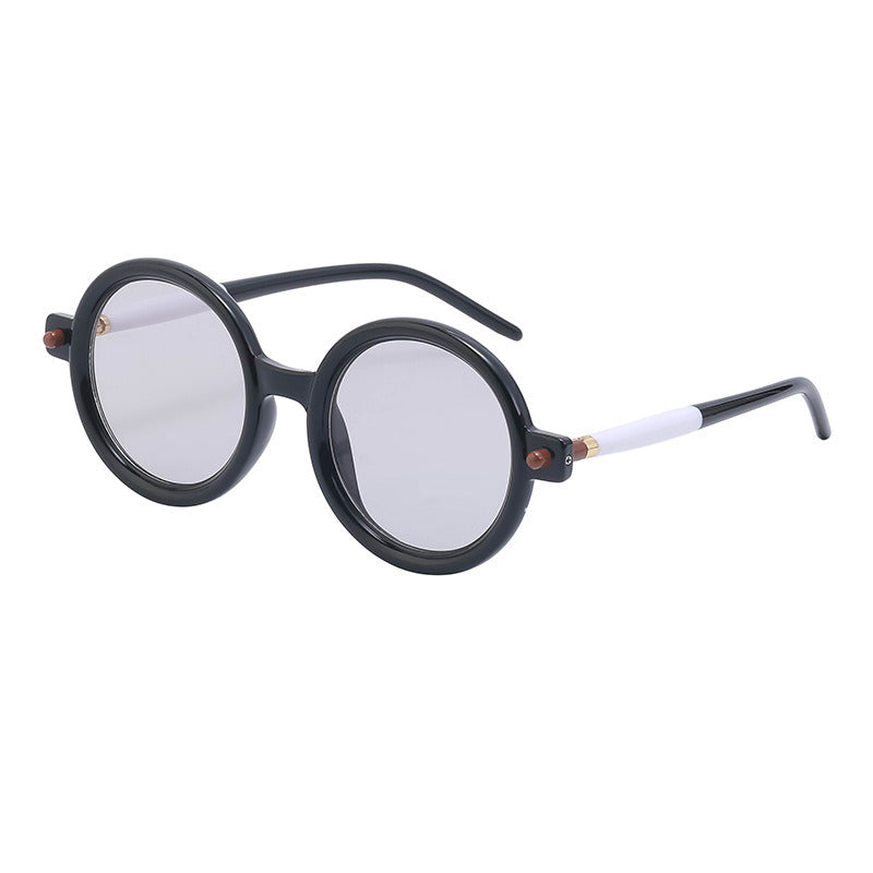 Fashion Women Round Sunglasses Shades UV400 Vintage Rainbow Frame Eyewear Men Clear Lens Anti-blue Light Eyewear Optical Frame