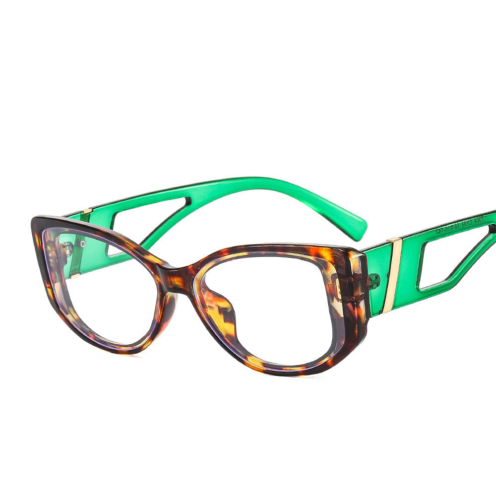 Retro Cat Eye Women Glasses Frame Fashion Spring Hinge Clear Anti-blue Light Female Optical Leopard Contrast Color Frame