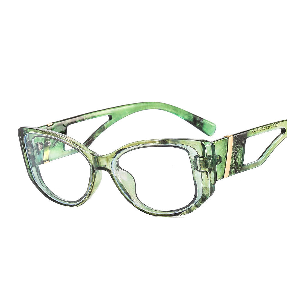 Retro Cat Eye Women Glasses Frame Fashion Spring Hinge Clear Anti-blue Light Female Optical Leopard Contrast Color Frame