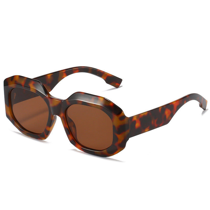 Women Sunglasses Fashion Suqare Sunglass Plaid Pattern Irregular Sun Glasses Retro Fmale UV400 Gradients Shades Eyewear