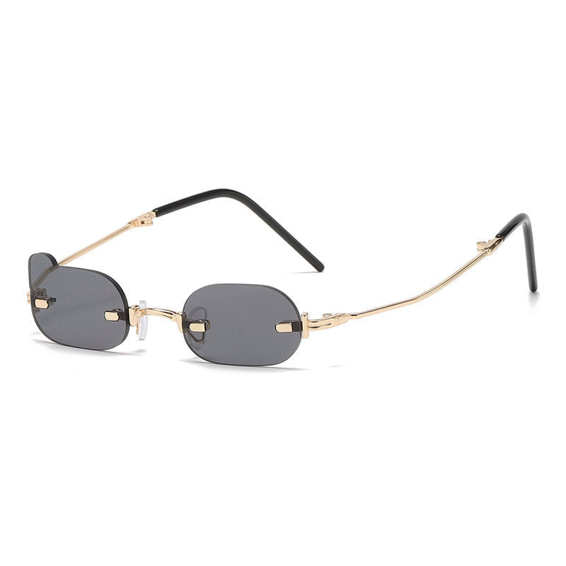 Women Sunglasses Fashion Rimless Sunglass Personality Small Frame Sun Glasses Retro Men Foldable UV400 Yellow Shades Eyewear