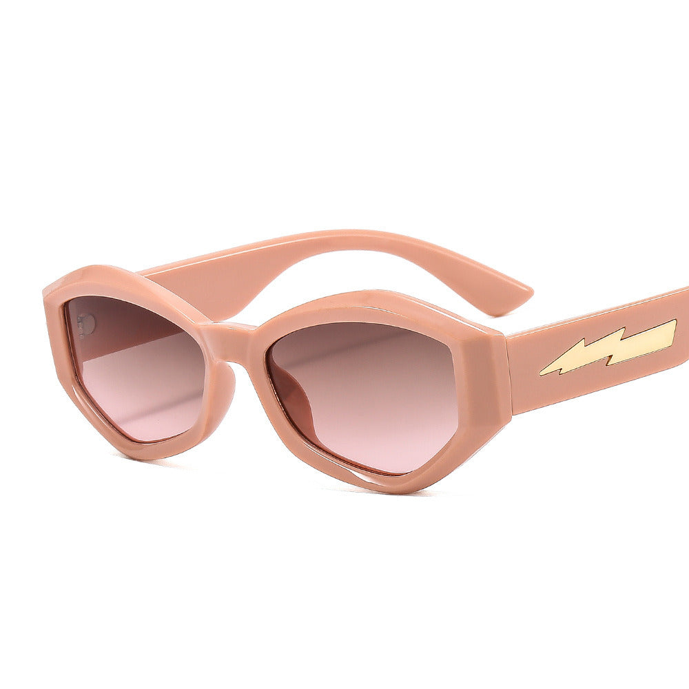 Women Sunglasses Fashion Rectangle Sunglass Irregular Metal Lightning Sun Glasses Retro UV400 Gradients Shades Eyewear