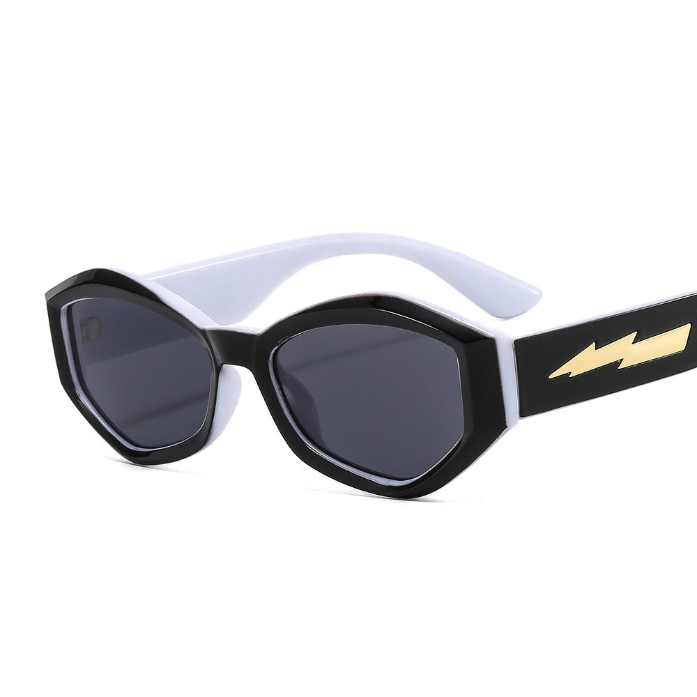 Women Sunglasses Fashion Rectangle Sunglass Irregular Metal Lightning Sun Glasses Retro UV400 Gradients Shades Eyewear