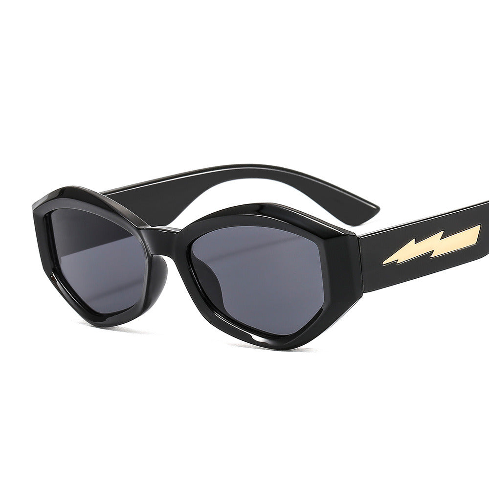 Women Sunglasses Fashion Rectangle Sunglass Irregular Metal Lightning Sun Glasses Retro UV400 Gradients Shades Eyewear