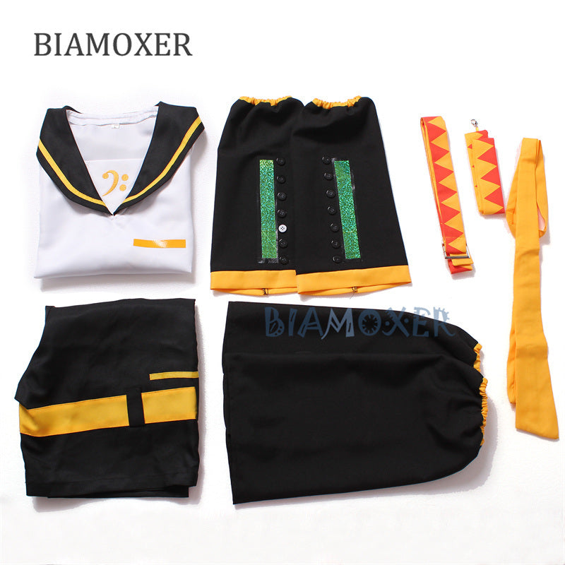 Rin Len Halloween Uniform Cosplay Complete Costumes sets Tops+Shorts women men