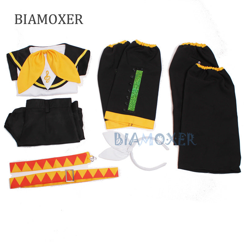 Rin Len Halloween Uniform Cosplay Complete Costumes sets Tops+Shorts women men