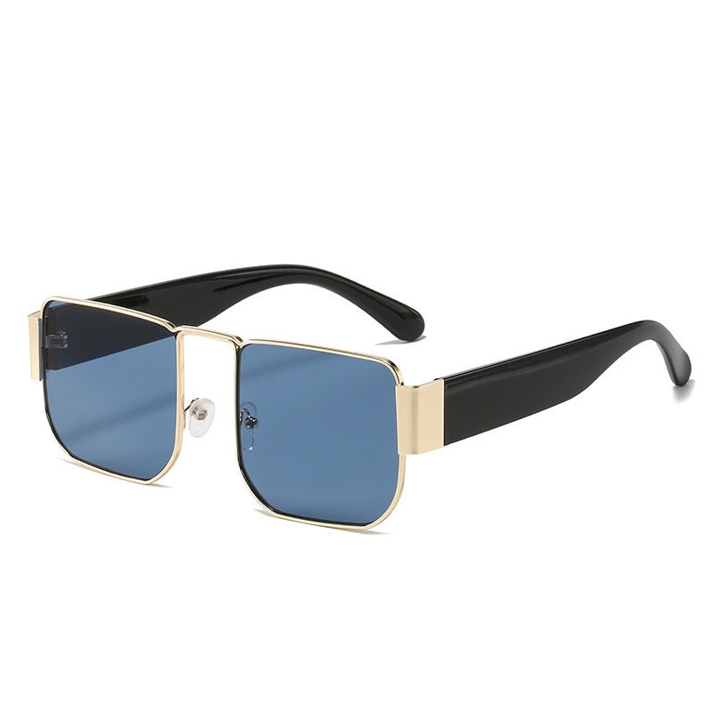 Square Sunglasses Fashion Women Sunglass Mental Oversized Sun Glasses Retro Men UV400 Dark Green Shades Driving Eyewear