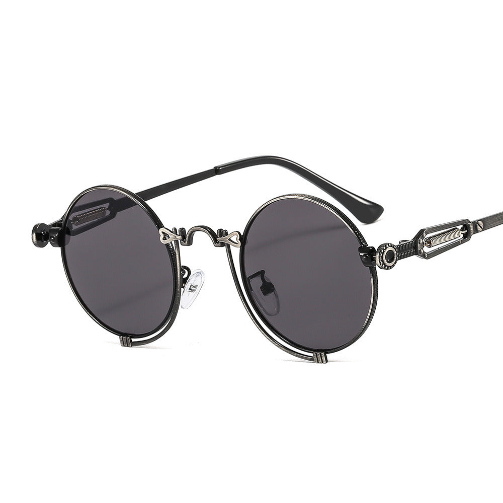 Steam Punk Sunglasses Fashion Round Sun Glasses Metal Springs Women Sunglass Men UV400 Shades Clear Lens Frame Eyewear