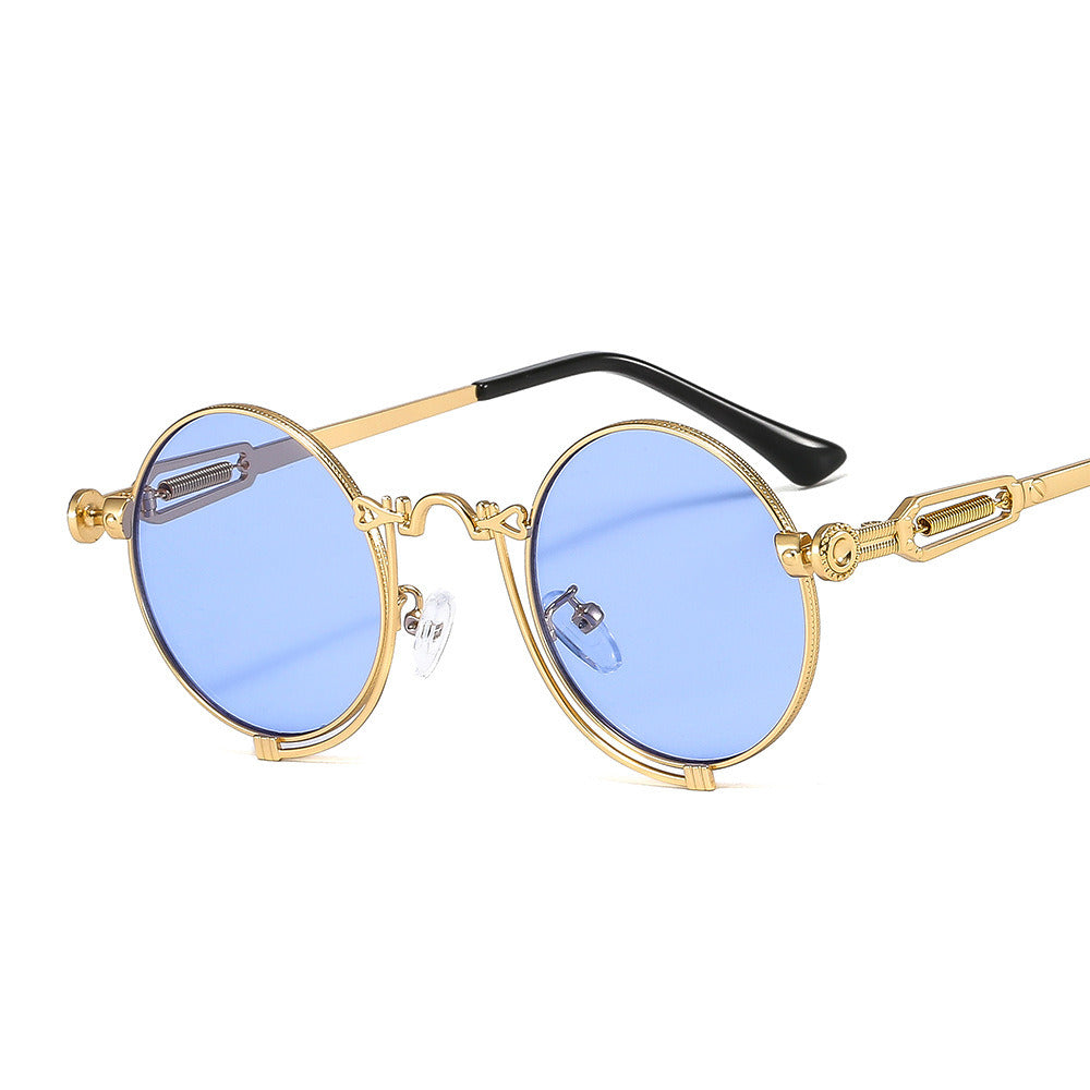 Steam Punk Sunglasses Fashion Round Sun Glasses Metal Springs Women Sunglass Men UV400 Shades Clear Lens Frame Eyewear