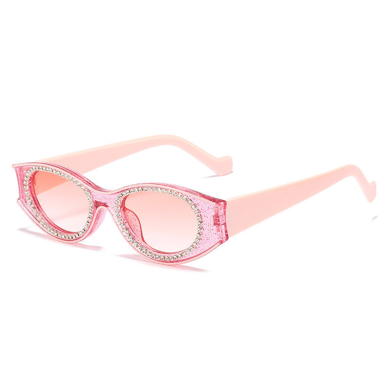 Women Sunglasses Fashion Oval Sunglass Small Frame Candy Color Sun Glasses Retro Rhinestones UV400 Gradients Shades Eyewear