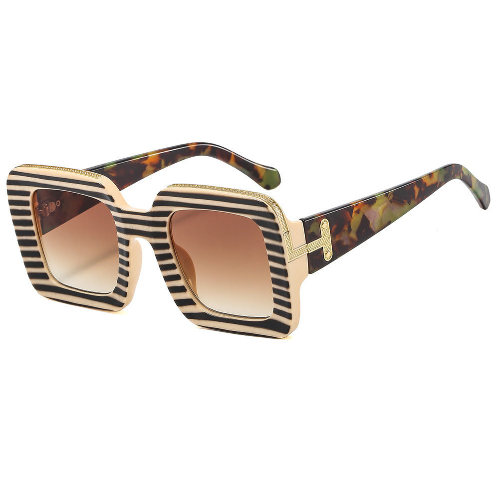 Women Sunglasses Fashion Square Sunglass Leopard Large Frame Sun Glasses Retro UV400 Gradients Shades Eyewear Gafas De Sol