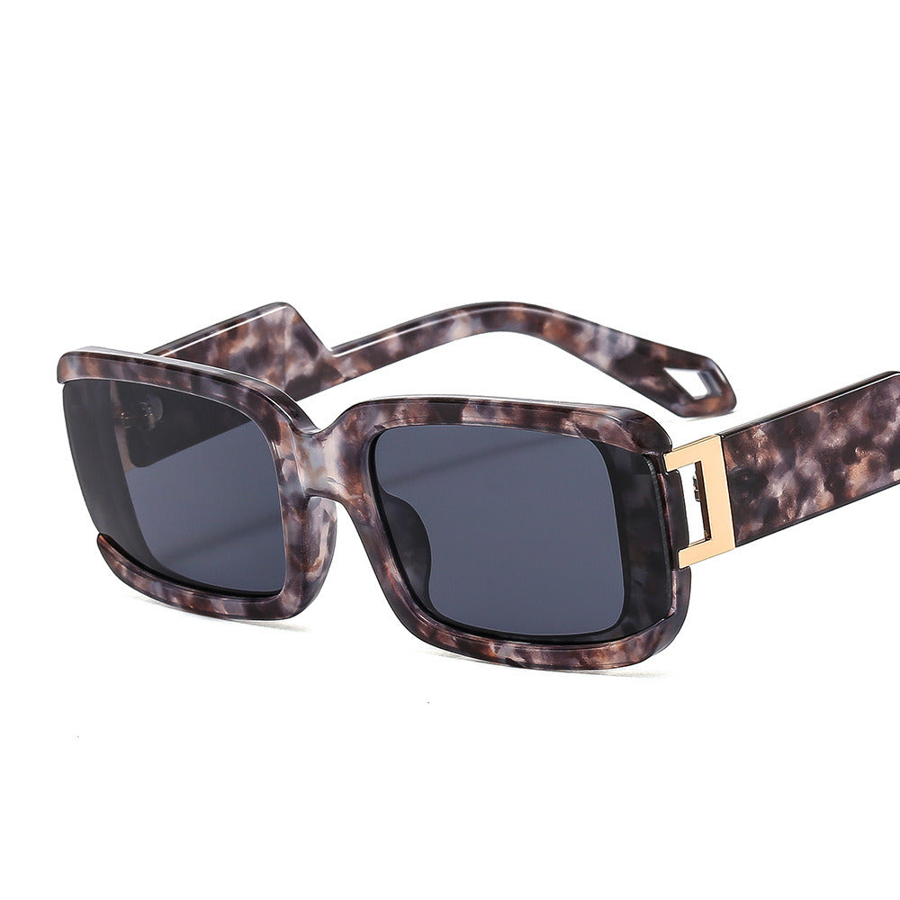 Fashion Women Retangle Sunglasses Shades UV400 Vintage Square Leopard Eyewear Men Gradient Blue Yellow Lens Sun Glasses