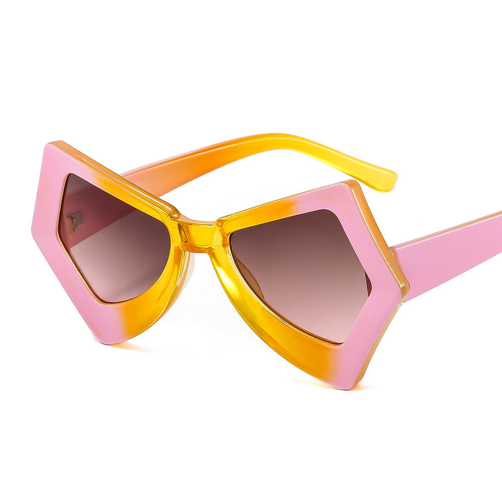 Women Sunglasses Fashion Cat Eye Sunglass Butterfly Irregular Sun Glasses Retro Female UV400 Gradient Blue Yellow Shade Eyewear