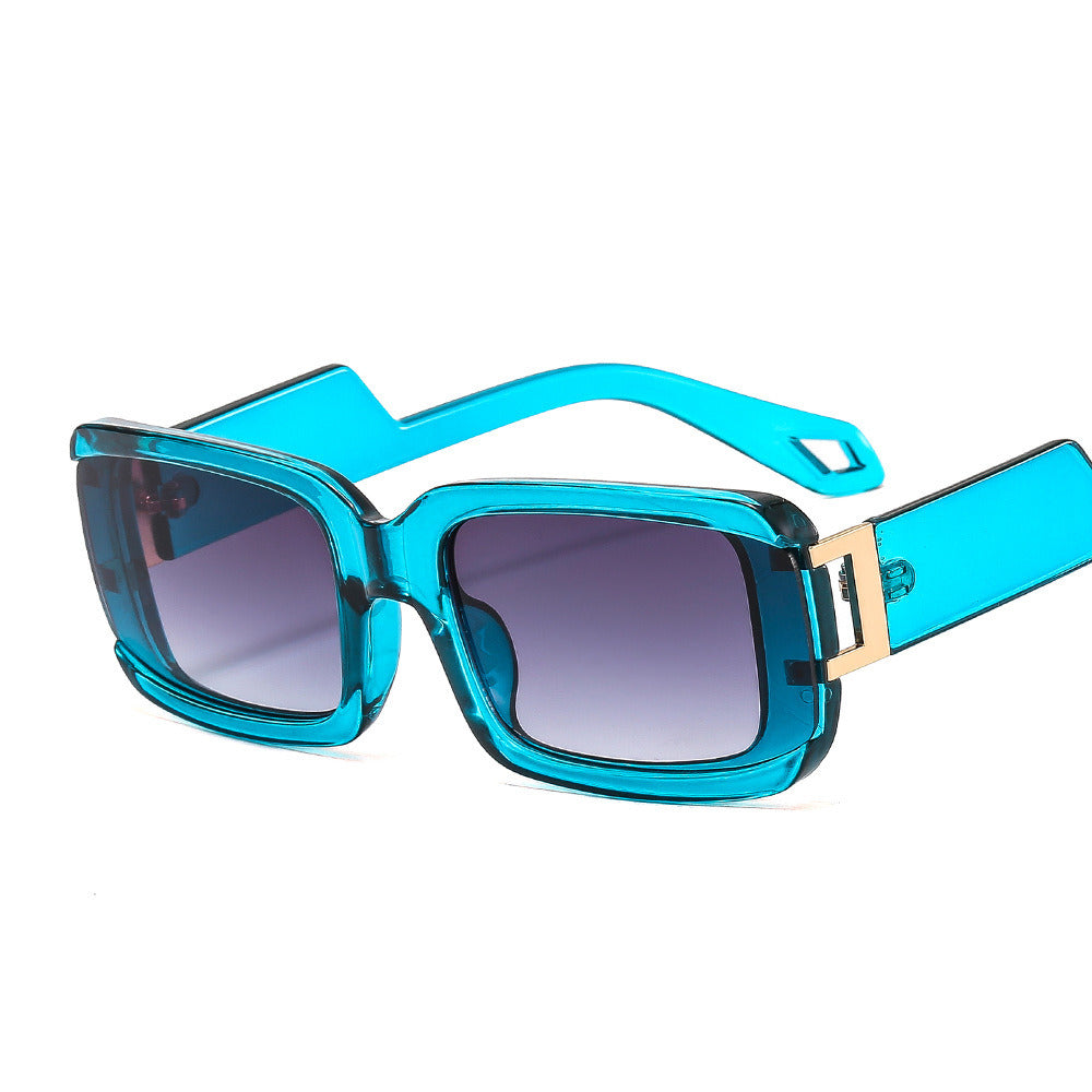 Fashion Women Retangle Sunglasses Shades UV400 Vintage Square Leopard Eyewear Men Gradient Blue Yellow Lens Sun Glasses