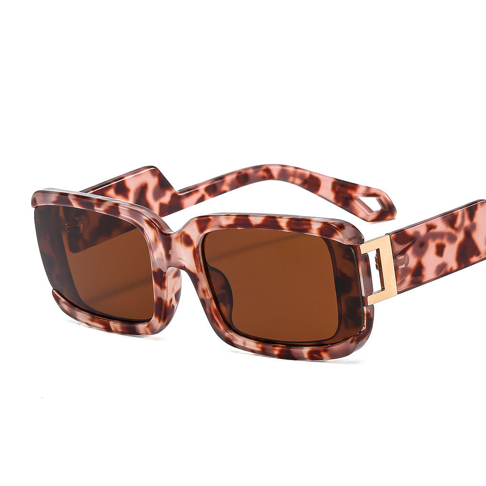 Fashion Women Retangle Sunglasses Shades UV400 Vintage Square Leopard Eyewear Men Gradient Blue Yellow Lens Sun Glasses