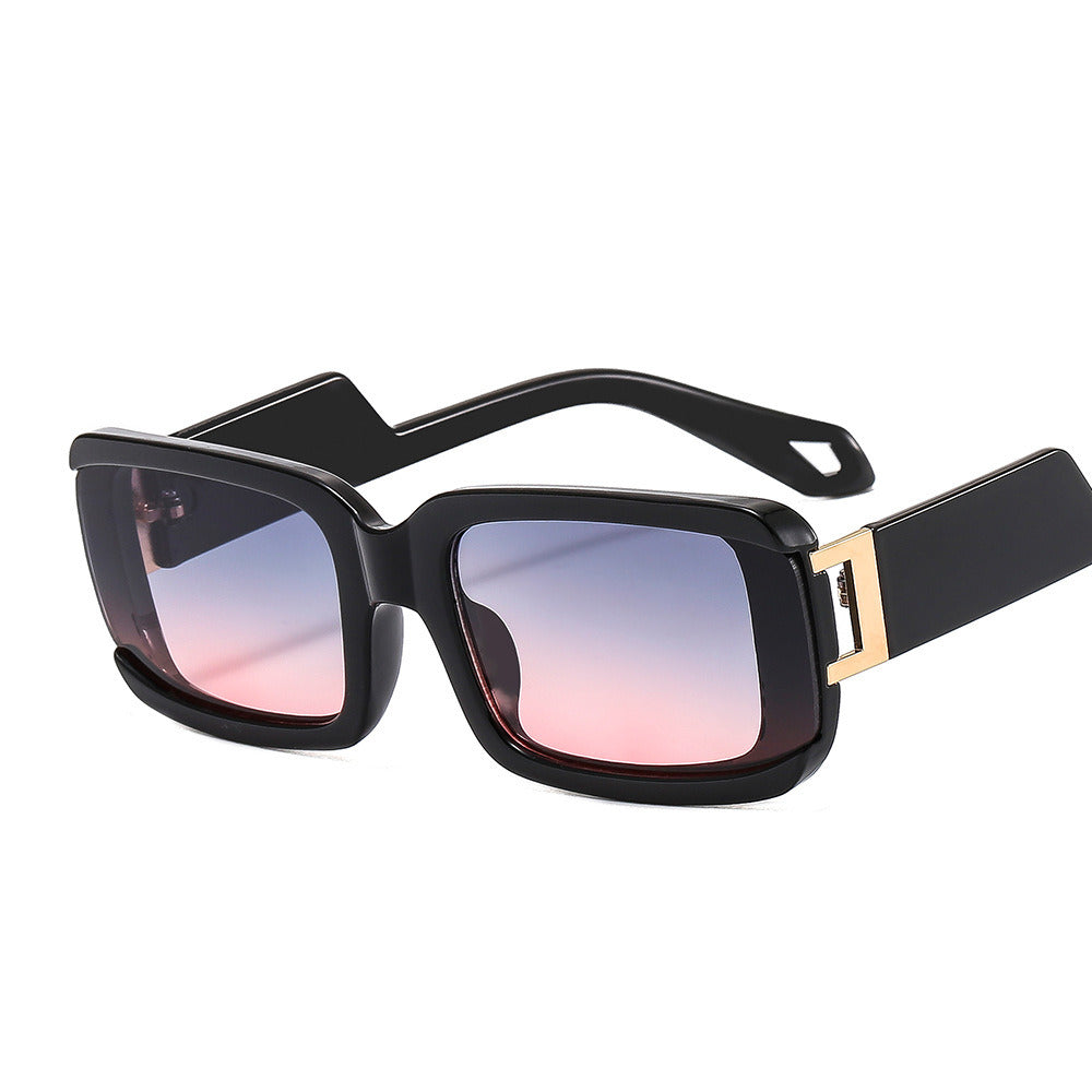 Fashion Women Retangle Sunglasses Shades UV400 Vintage Square Leopard Eyewear Men Gradient Blue Yellow Lens Sun Glasses