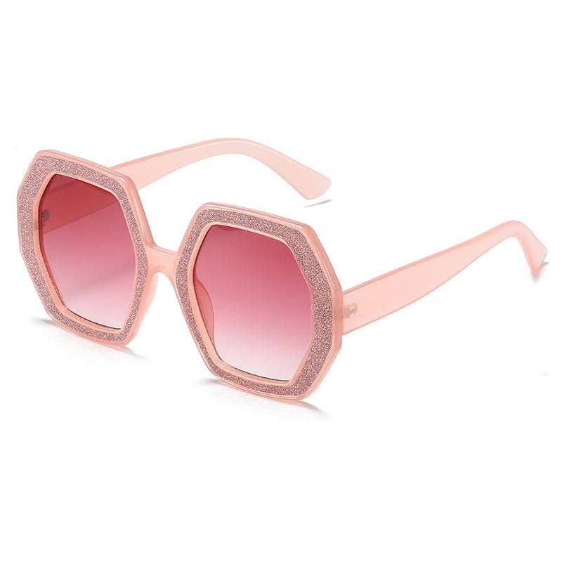 Women Sunglasses Fashion Polygonal Sunglass Rhinestones Decoration Sun Glasses Retro Female UV400 Gradients Shades Eyewear