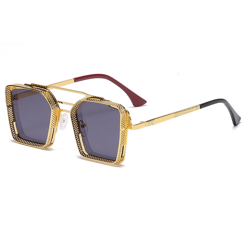 Square Sunglasses Fashion Steam Punk Women Sunglass Mental Small Frame Sun Glasses Men Retro UV400 Shades Eyewear