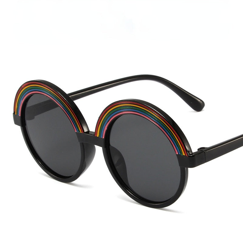 Fashion Round Sunglasses Boy Rainbow Glasses Retro Children Sunglass Girl Eyewear UV400 Sun Glass Outdoor Kid Black Shades