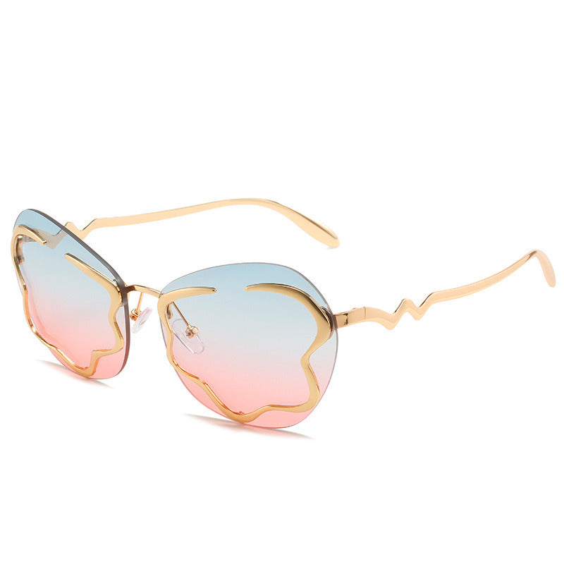 Rimless Sunglasses Fashion Cloud Shape Sun Glasses Retro Women Sunglass Female Luxry UV400 Shades Gradient Blue Pink Eyewear