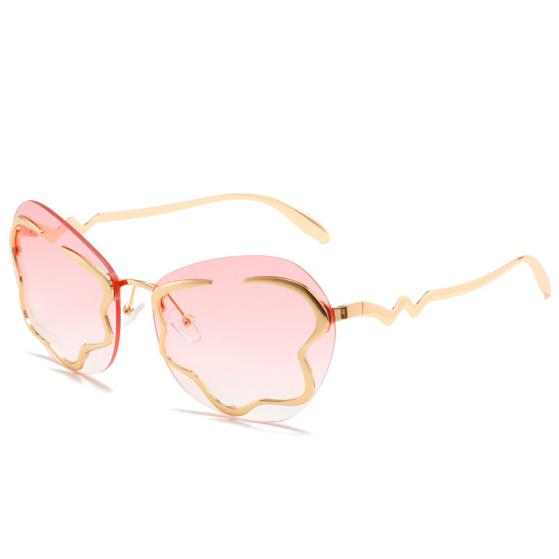 Rimless Sunglasses Fashion Cloud Shape Sun Glasses Retro Women Sunglass Female Luxry UV400 Shades Gradient Blue Pink Eyewear