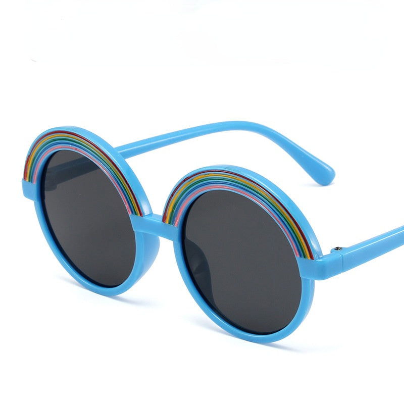 Fashion Round Sunglasses Boy Rainbow Glasses Retro Children Sunglass Girl Eyewear UV400 Sun Glass Outdoor Kid Black Shades