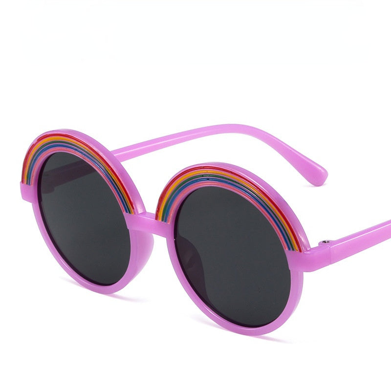 Fashion Round Sunglasses Boy Rainbow Glasses Retro Children Sunglass Girl Eyewear UV400 Sun Glass Outdoor Kid Black Shades