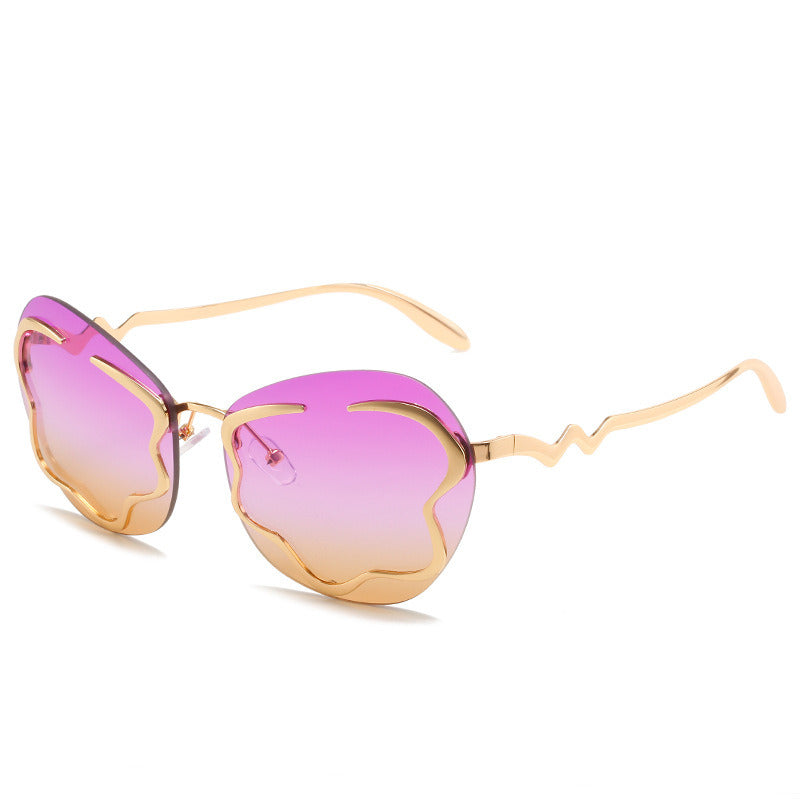 Rimless Sunglasses Fashion Cloud Shape Sun Glasses Retro Women Sunglass Female Luxry UV400 Shades Gradient Blue Pink Eyewear