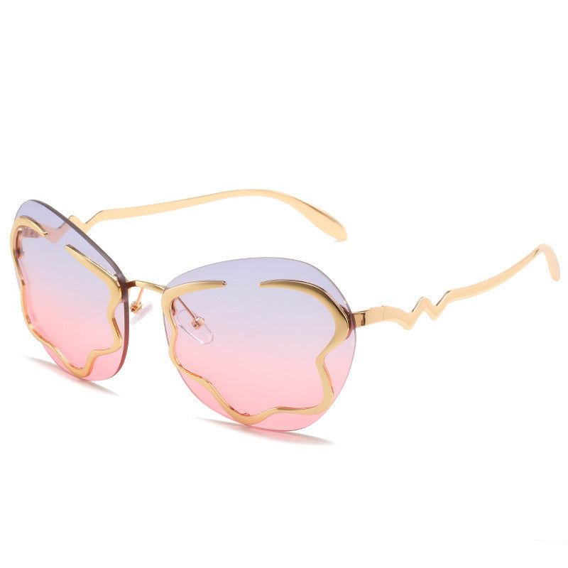 Rimless Sunglasses Fashion Cloud Shape Sun Glasses Retro Women Sunglass Female Luxry UV400 Shades Gradient Blue Pink Eyewear